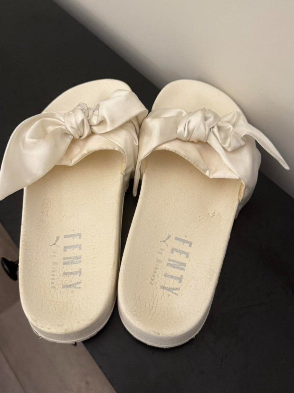 Puma Women's Cream and White Slides